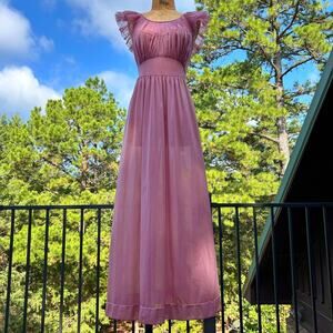 Vintage 40s/50s Vanity Fair Hand Dyed Micro Pleat Ruffled Ruched Maxi Slip Dress